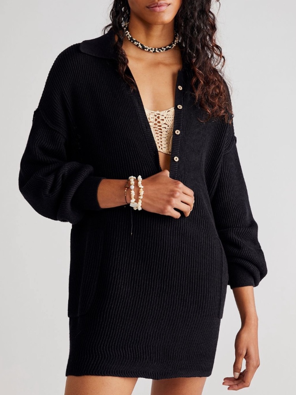 Free People Beach Picnic Sweater Mini Dress - Large